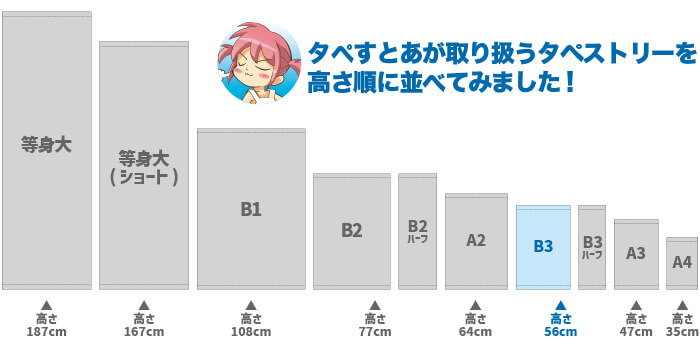 サイズ比較 B3タペストリー